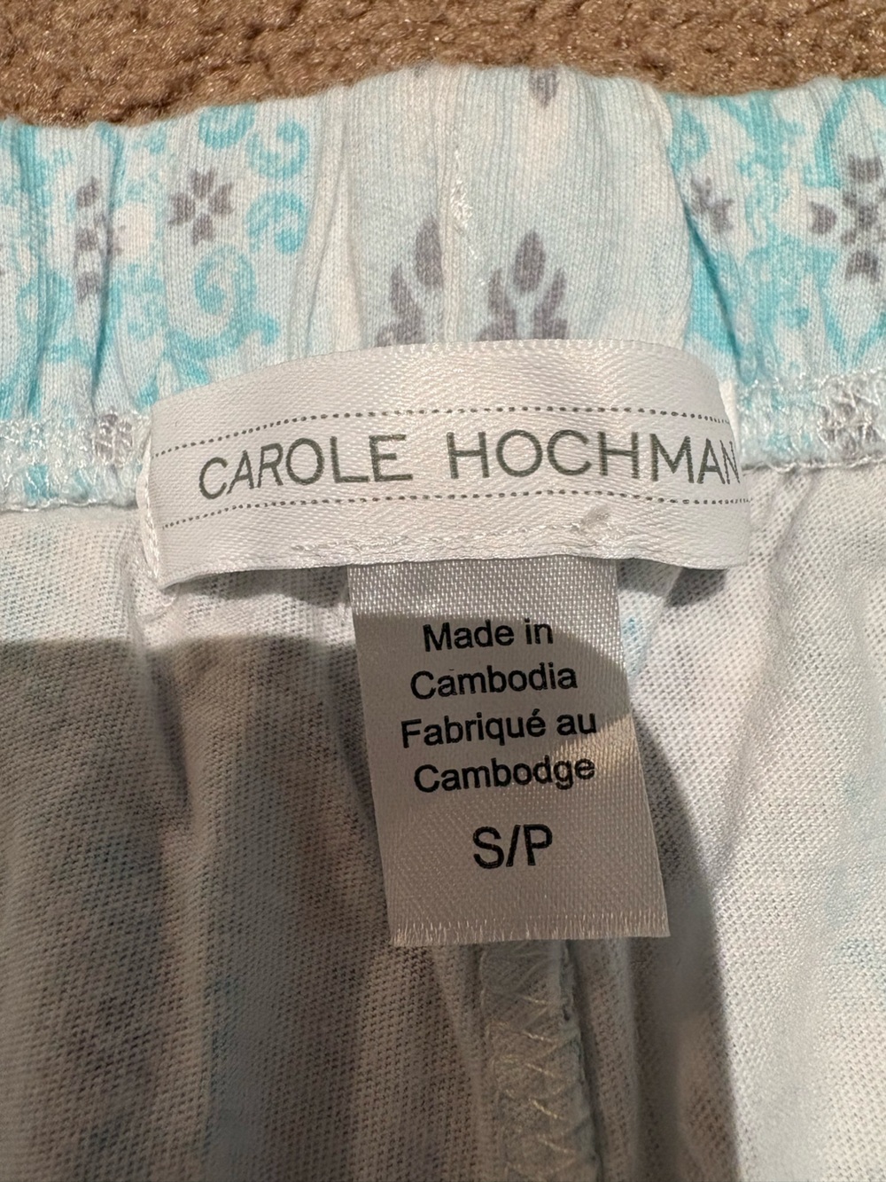 Carole Hochman White and Light Blue capri pj bottoms 100% cotton size small - Picture 2 of 5